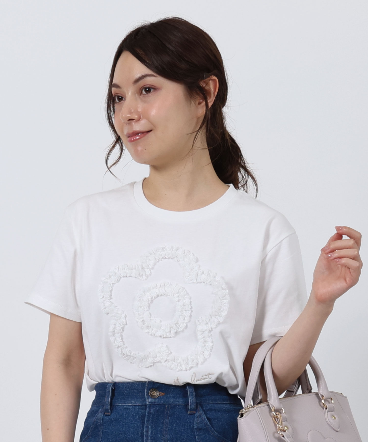 MARY QUANT「レースフリルデイジー Tシャツ」|Tシャツ・カットソー|ホワイト