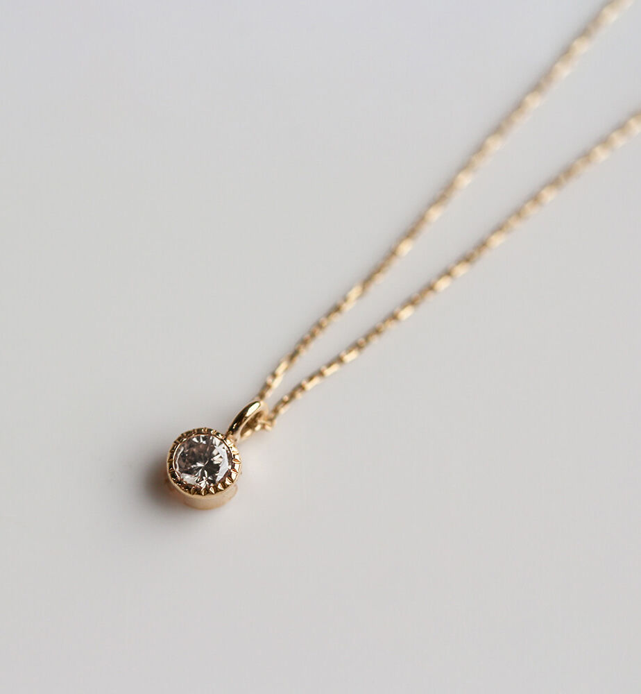  「一石 シャンパンダイヤモンド 0.1ct ネックレス | K10YG」|ネックレス|