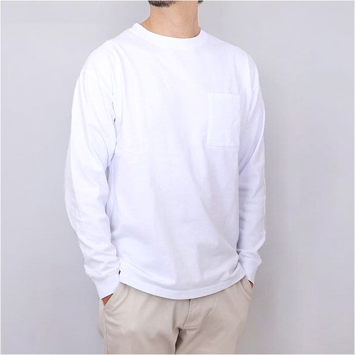 BACKYARD FAMILY「メンズ 長袖tシャツ 通販 BIGTシャツ 男性 ロングスリープ ポケット付 袖リブ 長袖Tシャツ」|Tシャツ・カットソー|