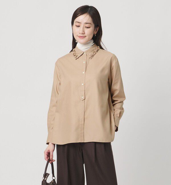 UNITED ARROWS「ミニフリルシャツ‐ウォッシャブル‐」|シャツ・ブラウス|BEIGE