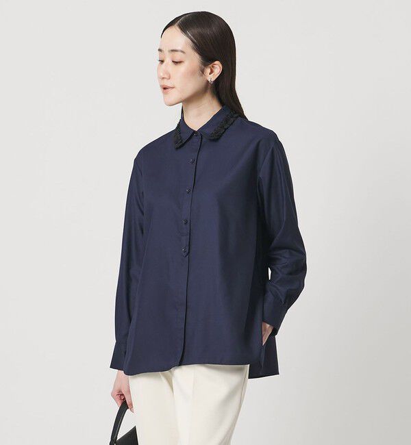 UNITED ARROWS「ミニフリルシャツ‐ウォッシャブル‐」|シャツ・ブラウス|NAVY