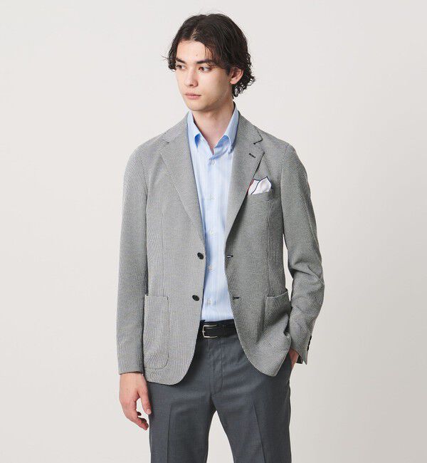 UNITED ARROWS「ハウンドトゥース シングル ２ボタン テーラードジャケット COMFORT EASY‐MODEL SOFT」|テーラードジャケット|MD.GRAY