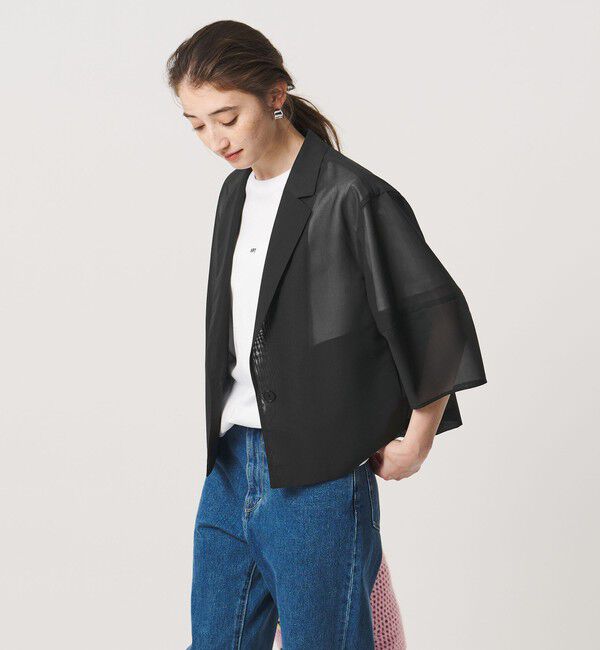 UNITED ARROWS「シアー ショート ジャケット ‐ウォッシャブル‐」|テーラードジャケット|