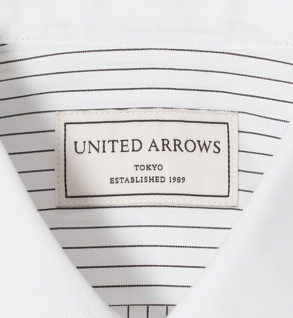 UNITED ARROWS「イージーケア AG ピンストライプ セミワイドカラー クレリックシャツ 抗菌防臭」|シャツ・ブラウス|