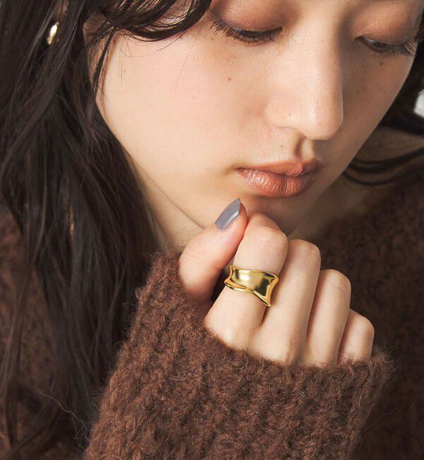 UNITED ARROWS green label relaxing「【WEB限定】ワイド ニュアンスカーブ リング」|リング|GOLD