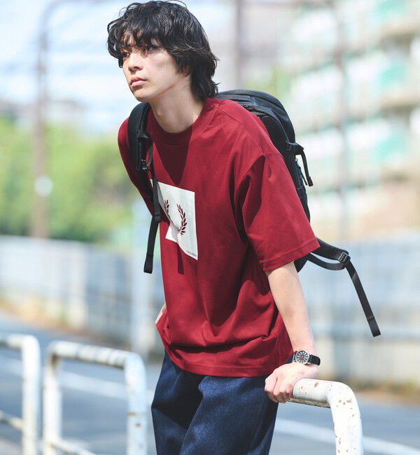 UNITED ARROWS green label relaxing「【国内EXCLUSIVE】＜FRED PERRY＞ボックス ロゴ Tシャツ」|Tシャツ・カットソー|RED
