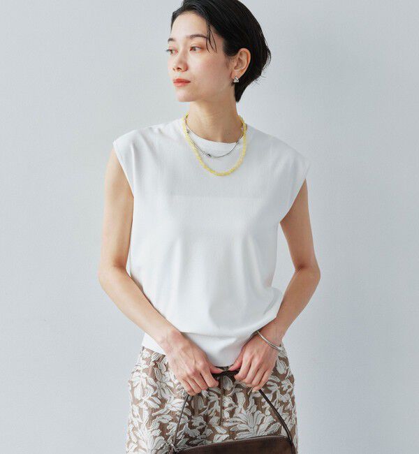 UNITED ARROWS green label relaxing「フレンチスリーブ ニット ウォッシャブル 接触冷感 UVカット」|ニット・セーター|