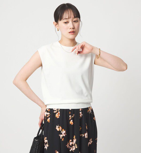 UNITED ARROWS green label relaxing「フレンチスリーブ ニット ウォッシャブル 接触冷感 UVカット」|ニット・セーター|