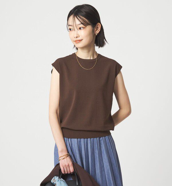 UNITED ARROWS green label relaxing「フレンチスリーブ ニット ウォッシャブル 接触冷感 UVカット」|ニット・セーター|