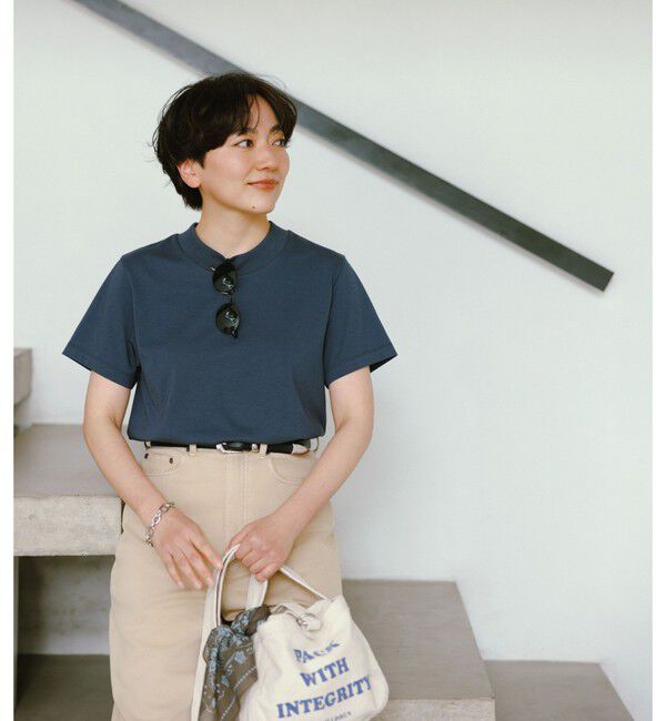 UNITED ARROWS green label relaxing「＜スタイリスト兵藤千尋さんコラボ＞ワイドネック Tシャツ UVカット」|Tシャツ・カットソー|