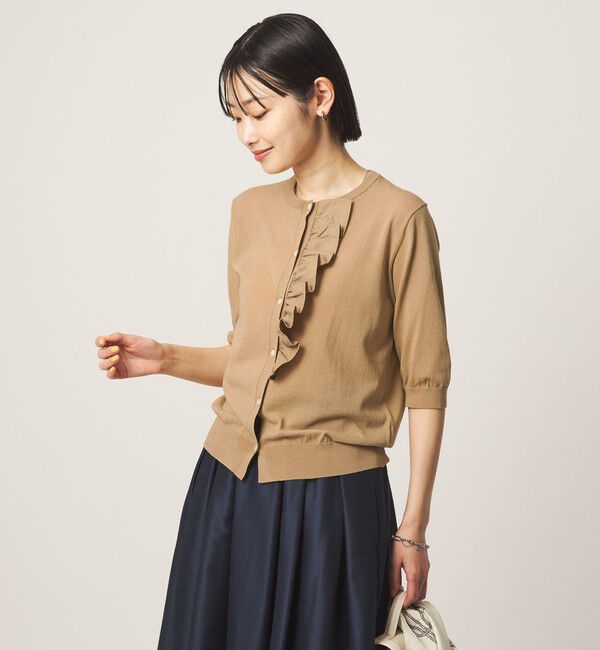 UNITED ARROWS green label relaxing「フリル ショートスリーブ ニット カーディガン」|カーディガン|BEIGE