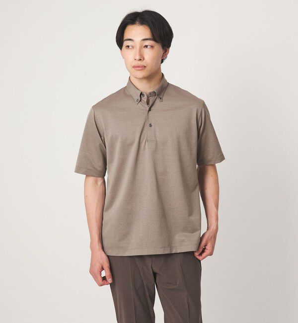 UNITED ARROWS green label relaxing「コットン ポリエステル ジャカード ナロー ボタンダウン ポロシャツ」|ポロシャツ|BEIGE