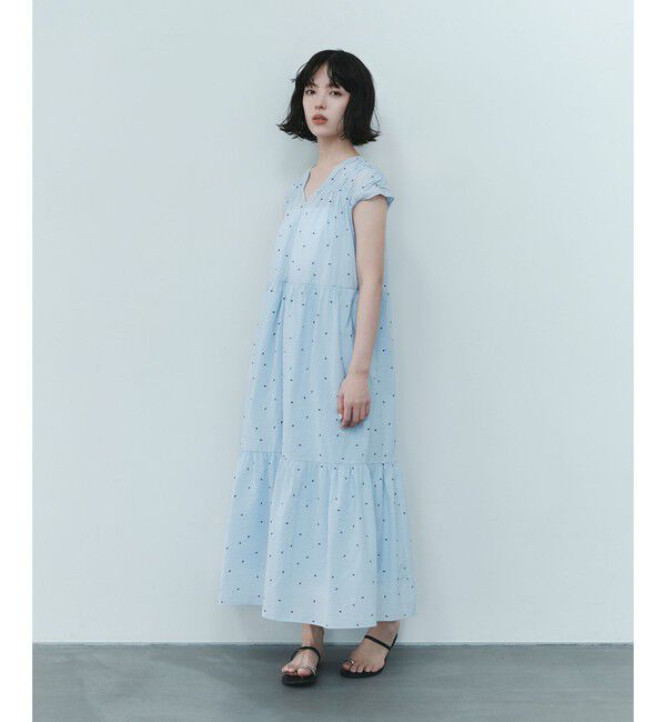 EMMEL REFINES「＜EMMEL REFINES＞EM オーバルシシュウ ティアード ワンピース」|ワンピース|