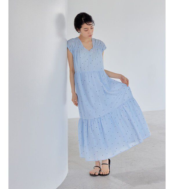 EMMEL REFINES「＜EMMEL REFINES＞EM オーバルシシュウ ティアード ワンピース」|ワンピース|