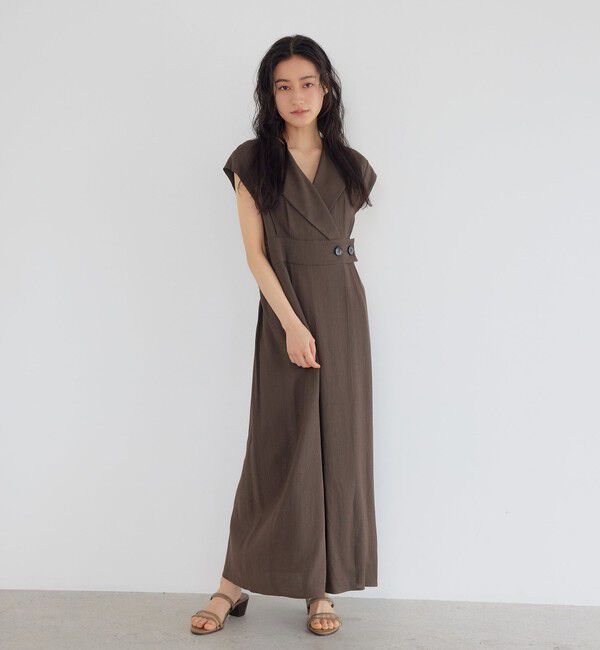 EMMEL REFINES「＜EMMEL REFINES＞EM オープンカラー フィット＆フレア ワンピース」|ワンピース|DK.BROWN