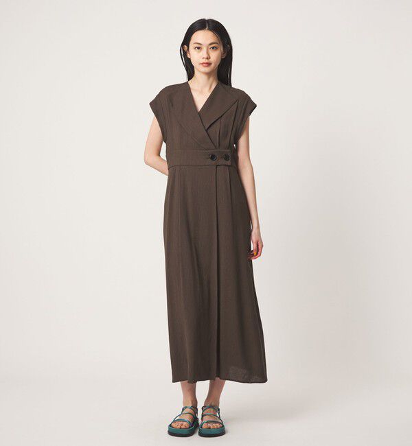 EMMEL REFINES「＜EMMEL REFINES＞EM オープンカラー フィット＆フレア ワンピース」|ワンピース|