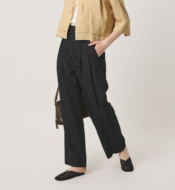 BEAUTY&YOUTH UNITED ARROWS「麻ブレンド バックゴム タック ワイドパンツ」|チノ|