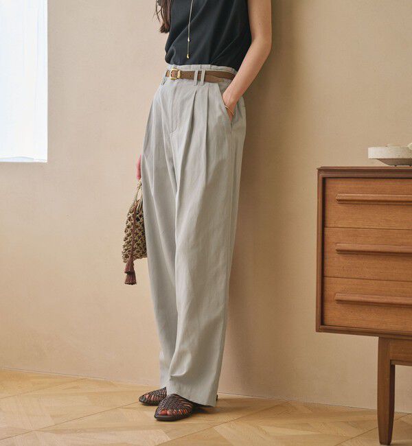 BEAUTY&YOUTH UNITED ARROWS「麻ブレンド バックゴム タック ワイドパンツ」|チノ|