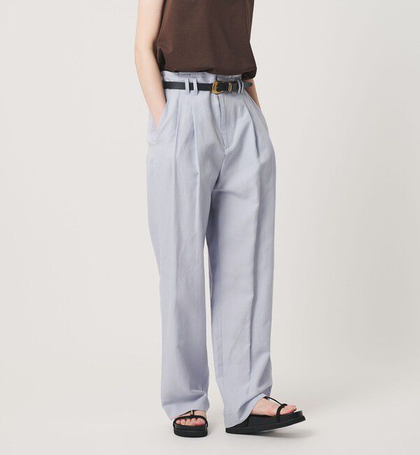 BEAUTY&YOUTH UNITED ARROWS「麻ブレンド バックゴム タック ワイドパンツ」|チノ|