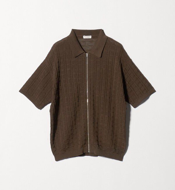 BEAUTY&YOUTH UNITED ARROWS「ジャガード フルジップ ショートスリーブ ポロニット ウォッシャブル」|カーディガン|