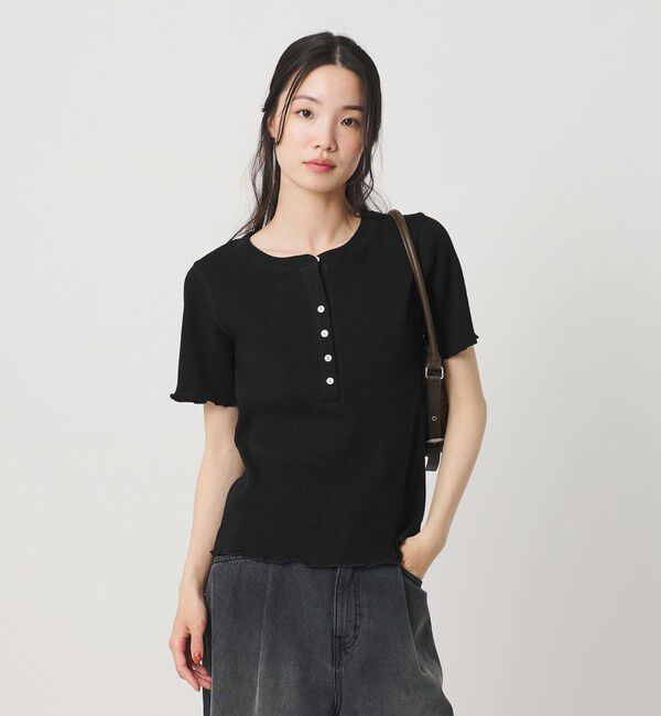 BEAUTY&YOUTH UNITED ARROWS「コットン リブ ヘンリーネック ショートスリーブ カットソー」|Tシャツ・カットソー|