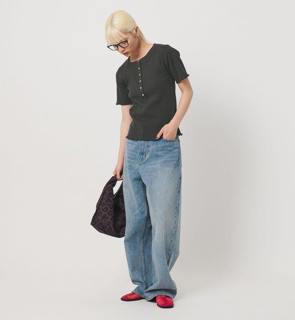 BEAUTY&YOUTH UNITED ARROWS「コットン リブ ヘンリーネック ショートスリーブ カットソー」|Tシャツ・カットソー|DK.GRAY