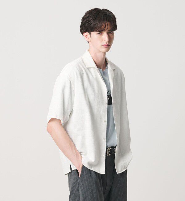 BEAUTY&YOUTH UNITED ARROWS「ライト ツイードライク オープンカラー シャツ GRANDE TAPERD型」|シャツ・ブラウス|WHITE