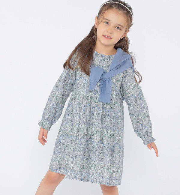 SHIPS KIDS「SHIPS KIDS:100～130cm / リバティ 長袖 ワンピース」|ワンピース|ブルー系