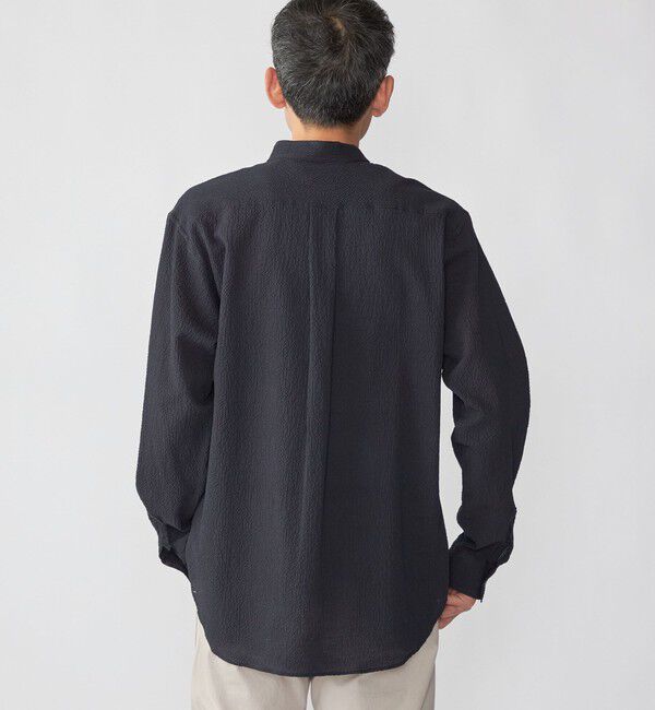 SHIPS「SHIPS: 〈MADE IN JAPAN〉エアー サッカー リラックス バンドカラー シャツ」|シャツ・ブラウス|