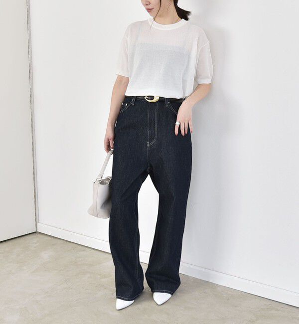 quaranciel「quaranciel:〈接触冷感/手洗い可能〉コンパクト シアー ニット TEE」|ニット・セーター|