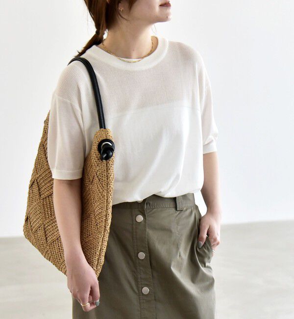 quaranciel「quaranciel:〈接触冷感/手洗い可能〉コンパクト シアー ニット TEE」|ニット・セーター|