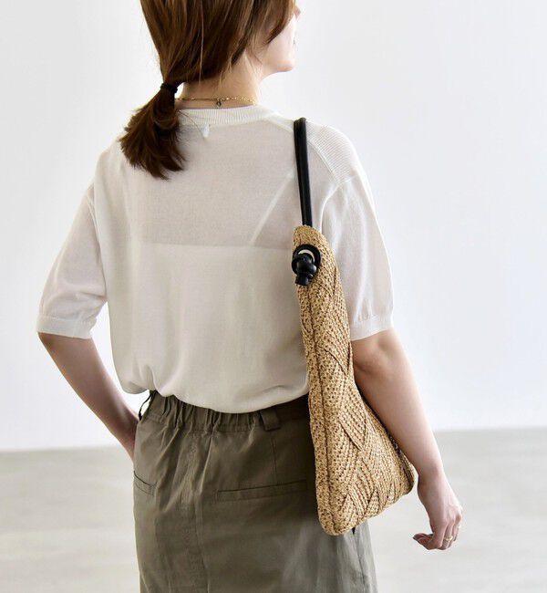 quaranciel「quaranciel:〈接触冷感/手洗い可能〉コンパクト シアー ニット TEE」|ニット・セーター|