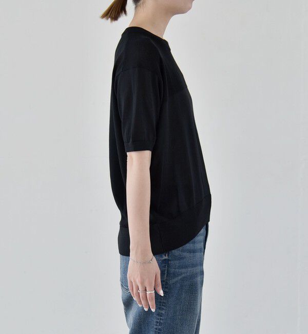 quaranciel「quaranciel:〈接触冷感/手洗い可能〉コンパクト シアー ニット TEE」|ニット・セーター|