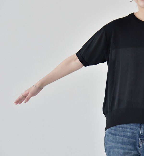 quaranciel「quaranciel:〈接触冷感/手洗い可能〉コンパクト シアー ニット TEE」|ニット・セーター|