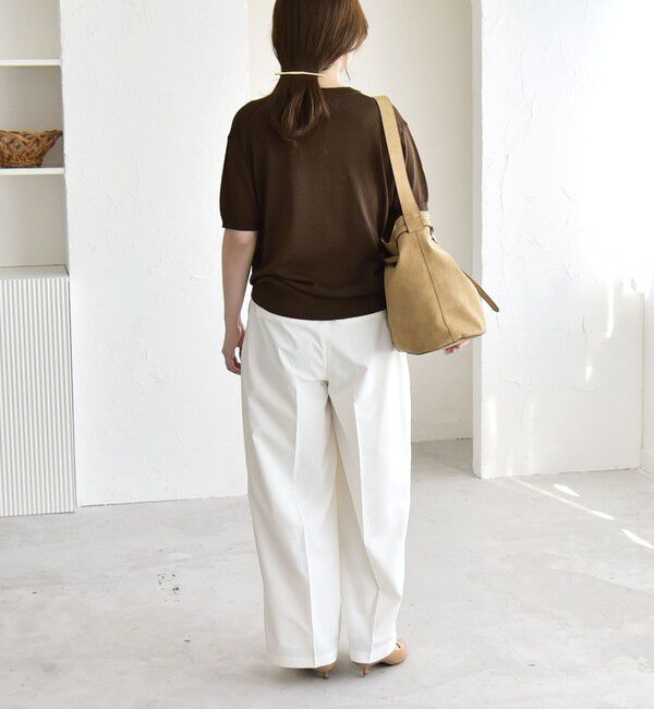 quaranciel「quaranciel:〈接触冷感/手洗い可能〉コンパクト シアー ニット TEE」|ニット・セーター|