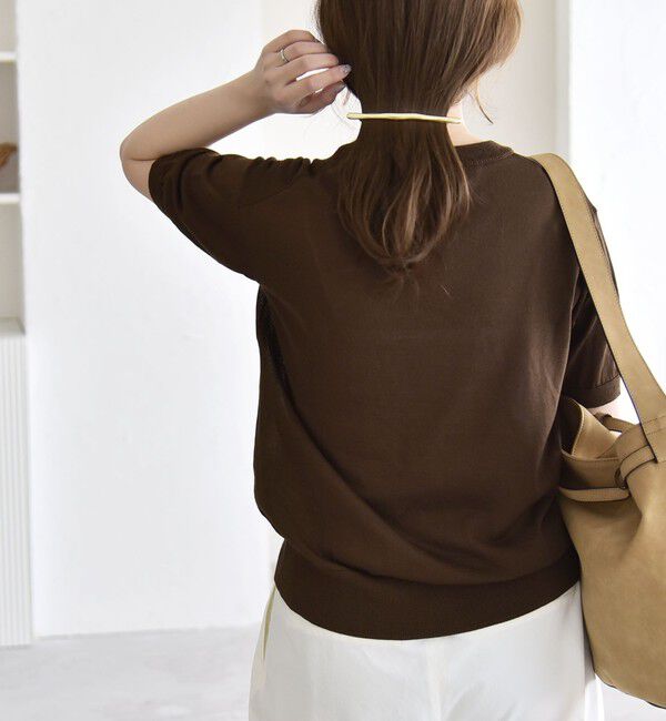 quaranciel「quaranciel:〈接触冷感/手洗い可能〉コンパクト シアー ニット TEE」|ニット・セーター|