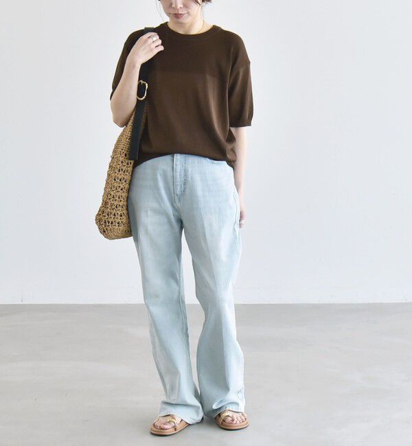 quaranciel「quaranciel:〈接触冷感/手洗い可能〉コンパクト シアー ニット TEE」|ニット・セーター|