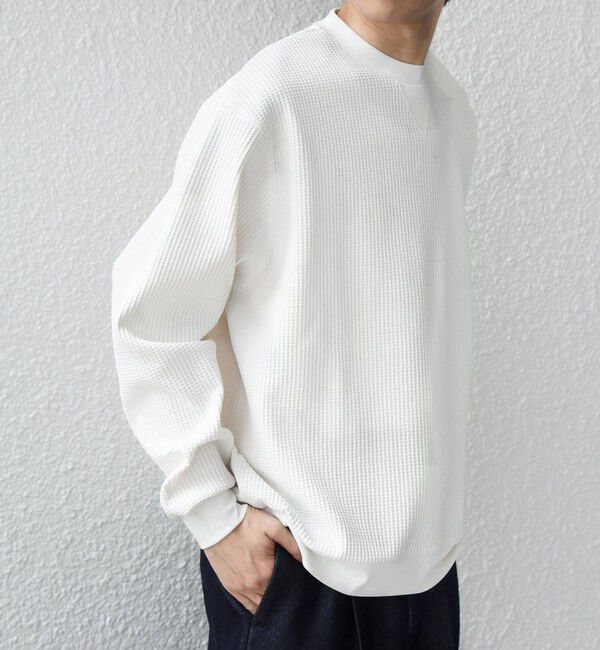 SHIPS any「SHIPS any:〈洗濯機可能〉ワッフル ワンポイント クルーネック Tシャツ(ロンT)◆」|Tシャツ・カットソー|