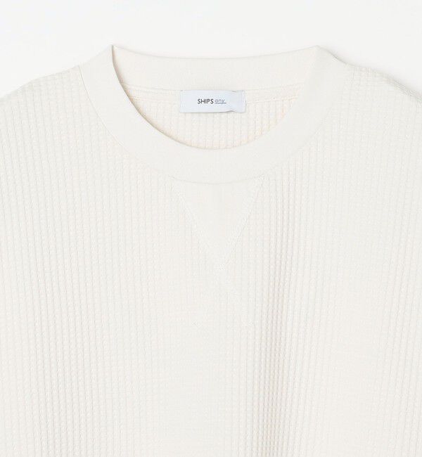 SHIPS any「SHIPS any:〈洗濯機可能〉ワッフル ワンポイント クルーネック Tシャツ(ロンT)◆」|Tシャツ・カットソー|