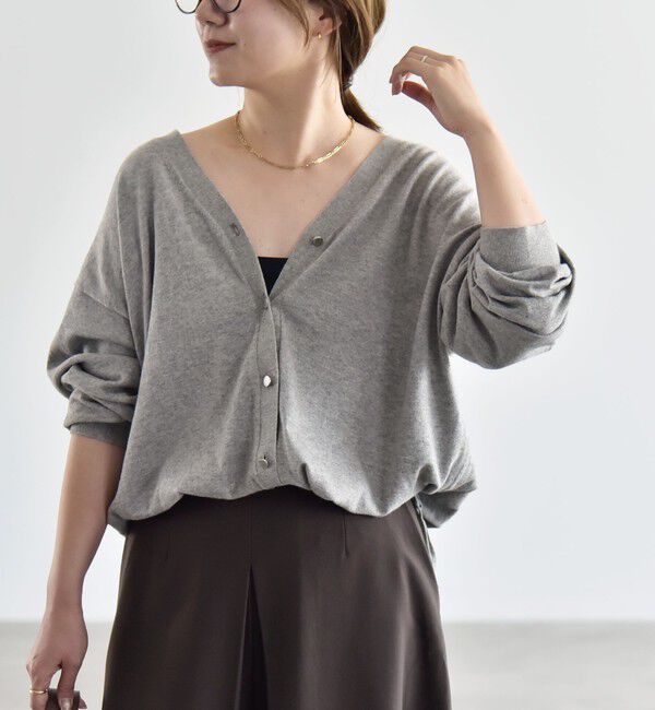 quaranciel「《予約》quaranciel:〈手洗い可能〉カシミヤ ミックス Vネック ドロスト カーディガン」|カーディガン|