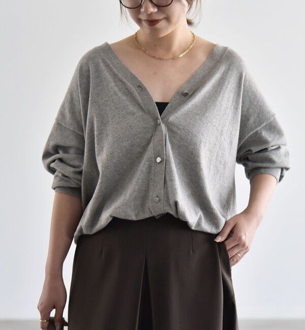 quaranciel「《予約》quaranciel:〈手洗い可能〉カシミヤ ミックス Vネック ドロスト カーディガン」|カーディガン|
