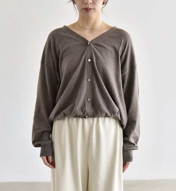 quaranciel「《予約》quaranciel:〈手洗い可能〉カシミヤ ミックス Vネック ドロスト カーディガン」|カーディガン|
