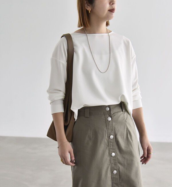 quaranciel「《予約》quaranciel:〈洗濯機可能〉カットジョーゼット ラウンドヘム ルーズ プルオーバー」|Tシャツ・カットソー|