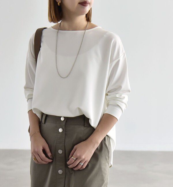 quaranciel「《予約》quaranciel:〈洗濯機可能〉カットジョーゼット ラウンドヘム ルーズ プルオーバー」|Tシャツ・カットソー|