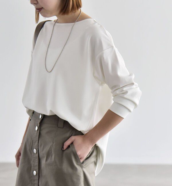 quaranciel「《予約》quaranciel:〈洗濯機可能〉カットジョーゼット ラウンドヘム ルーズ プルオーバー」|Tシャツ・カットソー|