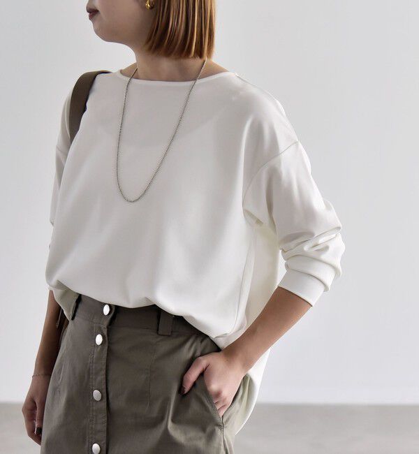 quaranciel「《予約》quaranciel:〈洗濯機可能〉カットジョーゼット ラウンドヘム ルーズ プルオーバー」|Tシャツ・カットソー|
