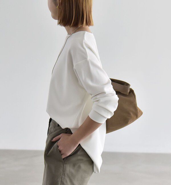 quaranciel「《予約》quaranciel:〈洗濯機可能〉カットジョーゼット ラウンドヘム ルーズ プルオーバー」|Tシャツ・カットソー|