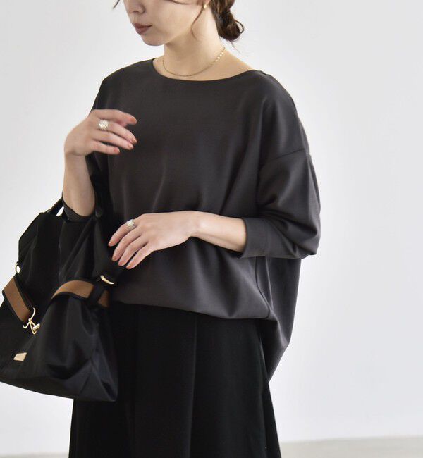 quaranciel「《予約》quaranciel:〈洗濯機可能〉カットジョーゼット ラウンドヘム ルーズ プルオーバー」|Tシャツ・カットソー|