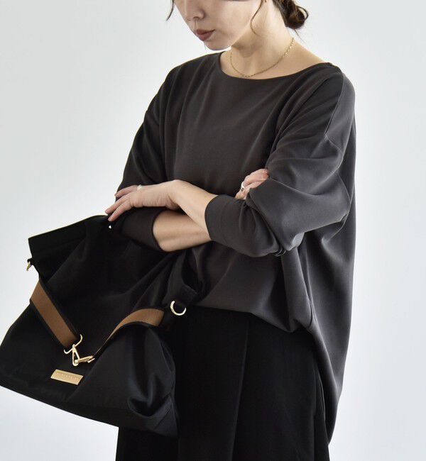 quaranciel「《予約》quaranciel:〈洗濯機可能〉カットジョーゼット ラウンドヘム ルーズ プルオーバー」|Tシャツ・カットソー|
