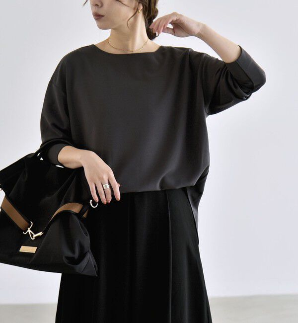 quaranciel「《予約》quaranciel:〈洗濯機可能〉カットジョーゼット ラウンドヘム ルーズ プルオーバー」|Tシャツ・カットソー|